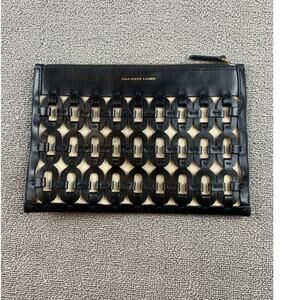 Polo Ralph Lauren Women's Black Chain-Link Leather Pouch